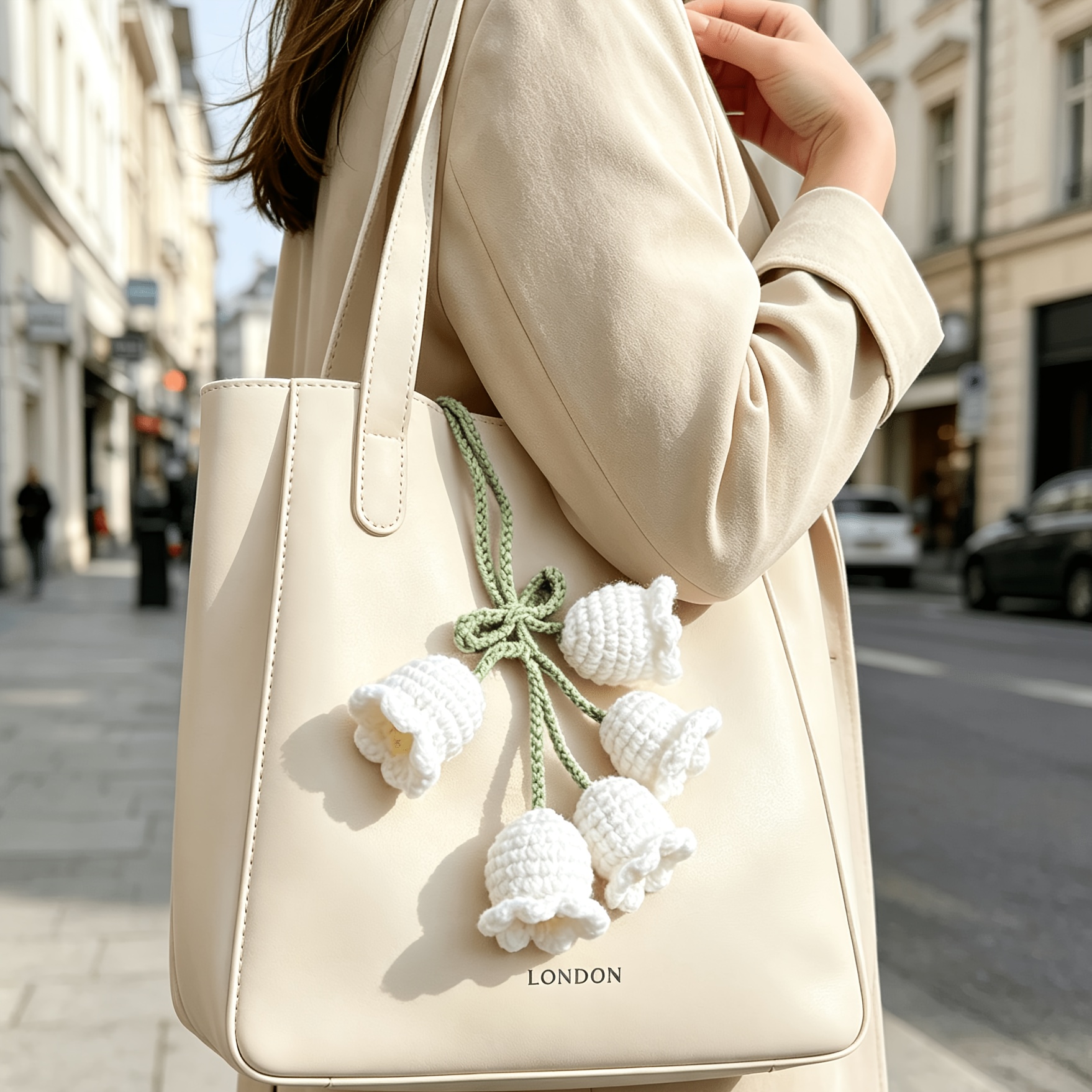 2pcs Handmade Crochet Lily Charm for Bag Backpack Keychain